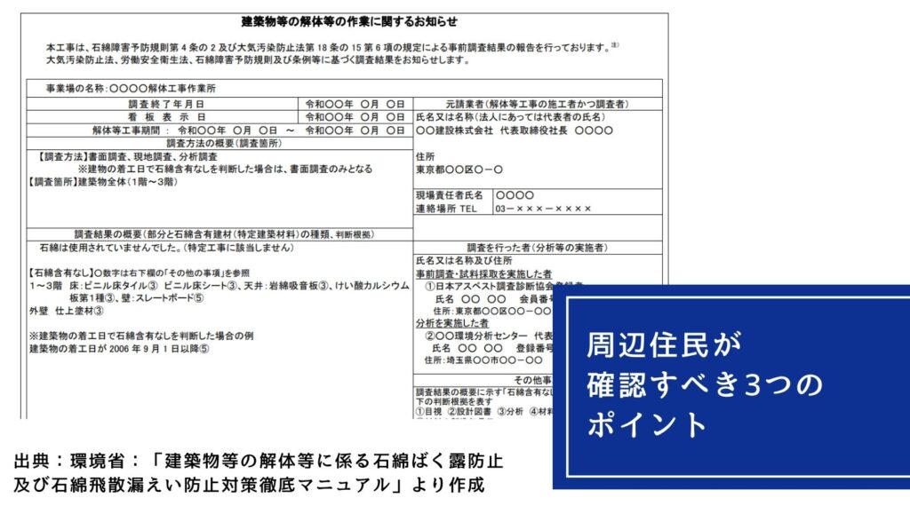 周辺住民が確認すべき3つのポイントの画像